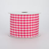 2.5"x10yd Gingham Check, Dark Pink/White  F42