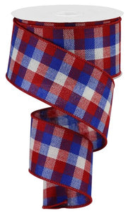 2.5"x10yd Reverse Flannel, Red/White/Blue  O40D