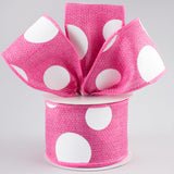 2.5"x10yd Giant Multi Dots On Cross Royal, Hot Pink/White  2A
