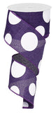2.5"x10YD Giant Multi Dots, Purple/White - KRINGLE DESIGNS