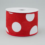 2.5"X10yd Giant Multi Dots On Cross Royal, Red/White  M44 - KRINGLE DESIGNS