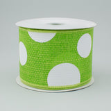 2.5"x10yd Giant Multi Dots On Cross Royal, Lime Green/White  F3