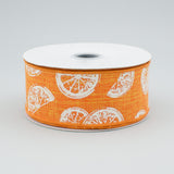 1.5"X10yd Citrus On Royal, Orange/White - KRINGLE DESIGNS