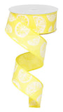 1.5"X10yd Citrus On Royal, Yellow/White - KRINGLE DESIGNS