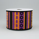 2.5"x10yd Loopy Stripes On Royal, Orange/Purple/Black