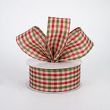 1.5"x10yd Primitive Gingham Check, Red/Moss/Ivory  B85