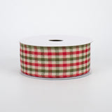 1.5"x10yd Primitive Gingham Check, Red/Moss/Ivory  B85