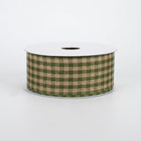 1.5"x10yd Primitive Gingham Check, Moss Green/Tan  O41DS