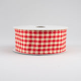 1.5"x10yd Primitive Gingham Check On Linen, Red/Beige  S33