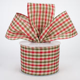 2.5"x10yd Primitive Gingham Check, Red/Moss/Ivory  J82