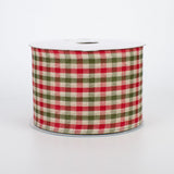 2.5"x10yd Primitive Gingham Check, Red/Moss/Ivory  J82