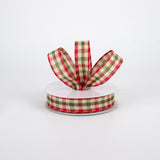 5/8"x10yd Primitive Gingham Check, Red/Moss/Ivory  MY200
