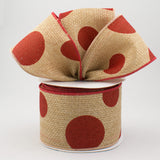 2.5"X10yd Giant Two Size Dots, Beige/Red - KRINGLE DESIGNS