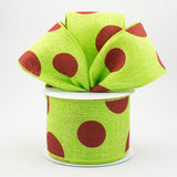 2.5"X10yd Giant Two Size Dots, Lime/Red - KRINGLE DESIGNS