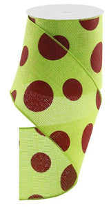4"x10yd Giant Two Size Dots, Lime/Red  2A