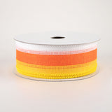 1.5"x10yd 3 Color 3 In 1 Royal Burlap, White/Orange/Yellow  JL3