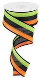 1.5"x10yd 3 Color 3 In 1 Royal Burlap, Orange/Black/Lime Green  J15