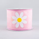 2.5"x10yd Daisy Bold Print On Royal, Light Pink/Yellow/White ***OUT FOR THE SEASON*** - KRINGLE DESIGNS