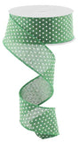1.5"X10yd Raised Swiss Dots On Royal, Emerald Green/White - KRINGLE DESIGNS