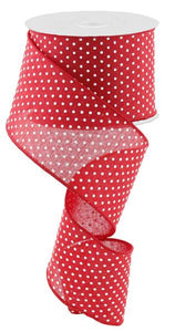 2.5"x10yd Raised Swiss Dots On Royal Burlap, Red/White  MY33