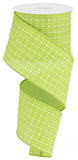 2.5"x10yd Raised Stitched Squares On Royal Burlap, Lime/White  MA8