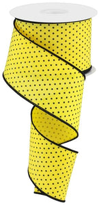 2.5"x10yd Raised Swiss Dots On Royal Burlap, Sun Yellow/Black  FF84