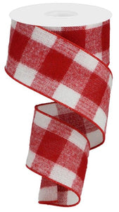 2.5"x10yd Fuzzy Large Check, Red/White  BT16