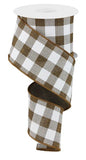 2.5"x10yd Striped Check On Royal Burlap, Brown/White  OC28