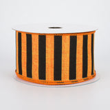 2.5"x10yd Medium Horizontal Stripe On Royal Burlap, Orange/Black  OC38