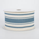 2.5"x10yd Farmhouse Stripe On Cotton, Ivory/Farmhouse Blue  N9