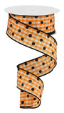 1.5"x10yd Polka Dot Gingham, Orange/Ivory/Black  J18DS