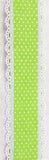 1.5"x10yd Raised Swiss Dots On Royal Burlap w/Lace, Lime Green/White  MY59