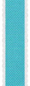 2.5"x10yd Raised Swiss Dots On Royal Burlap w/Lace, Turquoise/White  MY60