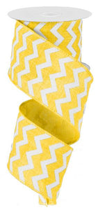 2.5"X10yd Small Chevron On Royal, Yellow/White