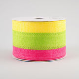 2.5"x10yd 3 Color 3 In 1 Royal Burlap, Yellow/Lime/Hot Pink  FF94