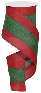 4"x10yd 3 Color 3 In 1 On Royal Burlap, Red/Emerald Green  O3