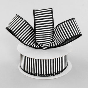 1.5"X10yd Horizontal Stripes On Royal, Black/White - KRINGLE DESIGNS