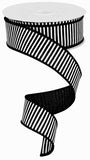 1.5"X10yd Horizontal Stripes On Royal, Black/White - KRINGLE DESIGNS