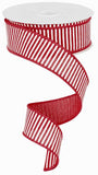 1.5"X10yd Horizontal Stripes On Royal, Red/White - KRINGLE DESIGNS