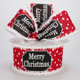 2.5"x10yd Merry Christmas On Royal w/Snowdrift, White/Red/Black  B30