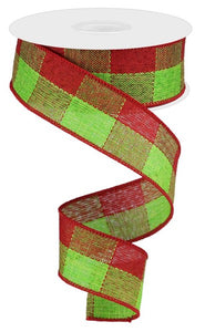 1.5"x10yd Woven Check, Red/Lime  MY13DS