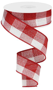 1.5"x10yd Woven Check, Red/White  B85