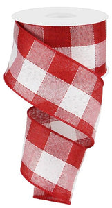 2.5"x10yd Woven Check, Red/White  B84