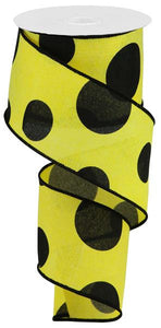 2.5"X10yd Large Polka Dot On Royal, Yellow/Black  M7