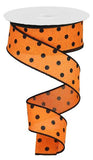 1.5"x10YD Small Dot On Cross Royal, Orange/Black - KRINGLE DESIGNS