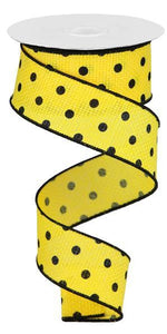 1.5"x10YD Small Dot On Cross Royal, Yellow/Black - KRINGLE DESIGNS