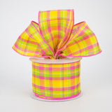 2.5"x10yd Woven Check, Yellow/Hot Pink/Lime  MA85