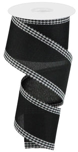 2.5"x10yd Royal Burlap w/Gingham Edge, Black/White  J52