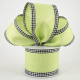 2.5"x10yd Royal Burlap w/Gingham Edge, Bright Green/Black/White  ***ARRIVING SPRING 2024***