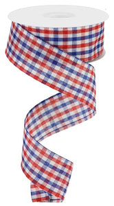 1.5"x10yd Woven Gingham Check, Red/White/Blue  MA83